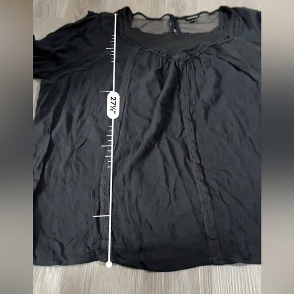 Torrid Black Gauze Embroidered Crotchet Trim 3/4 Sleeve‎ Pullover Top Size 2X - Picture 12 of 12